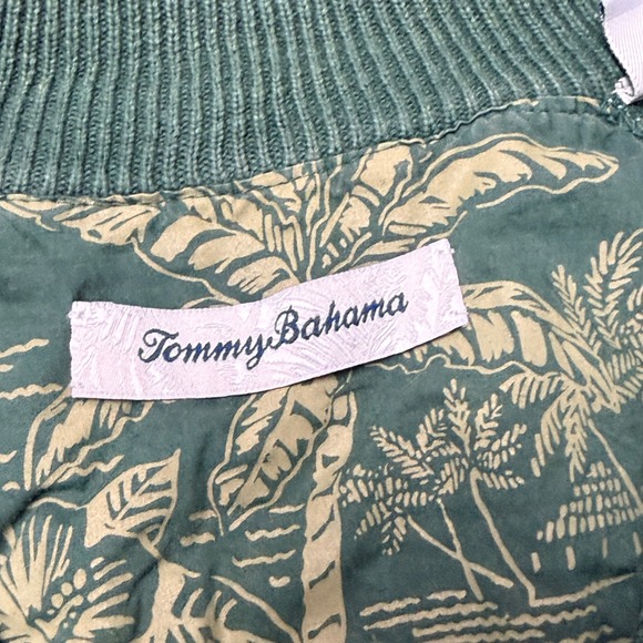 Tommy Bahama 1/4 Zip Pullover Sweater Mens Large Green Waffle Knit Cotton - Picture 2 of 7
